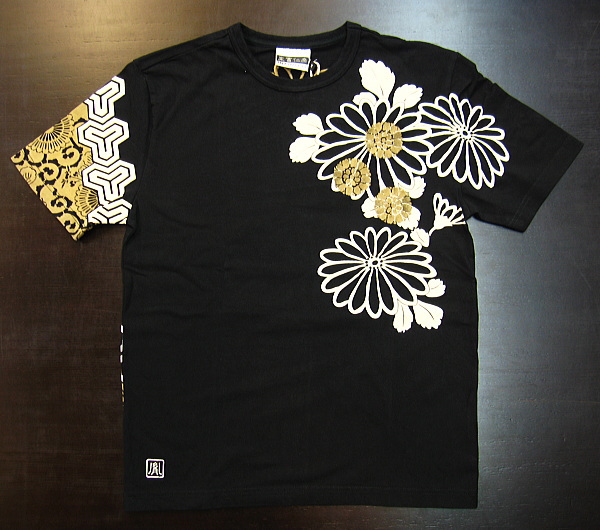 和柄半袖Tシャツ 菊天平柄